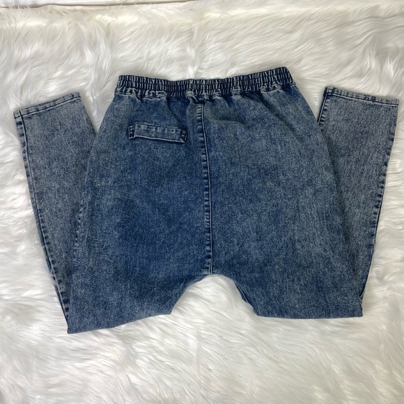 MC Hammer Pants Acid Wash Parachute Harem Blue Jeans Forever 21 Skinny Leg - Picture 2 of 8